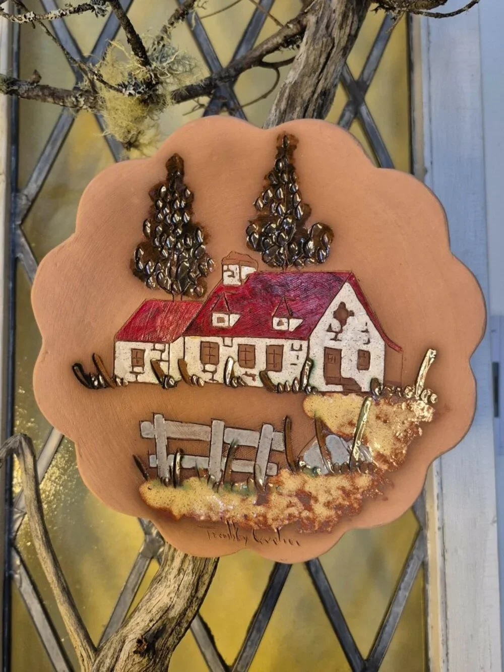 Vintage Artisan Pottery Wall Plate Signed Tremblay Québec 8.25" - Picture 2 of 6